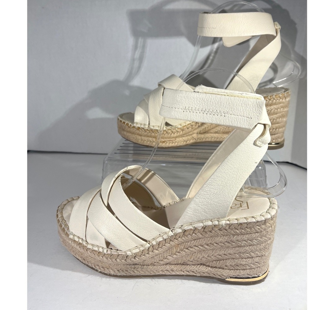 Franco Sarto Sandals Womens 7M White Carmina Espadrille Wedge Leather Platform - Picture 3 of 9